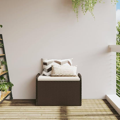 vidaXL Brown Poly Rattan Storage Bench with Cushion - Outdoor Garden Seating & Organization, UV/Weather-Resistant, with Water-Resistant Bag