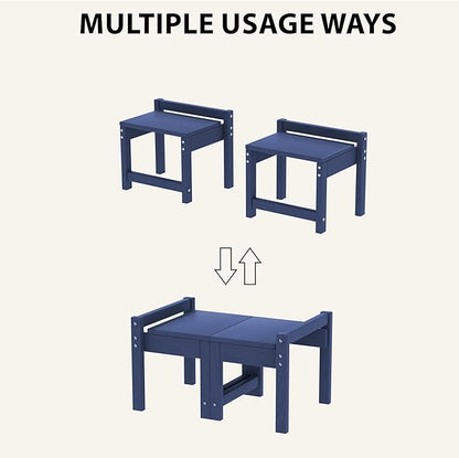 Stackable HDPE Foot Stool - All-Weather Indoor/Outdoor Seating for Patio, Living Room & Bathroom, Waterproof Windproof Heavy-Duty High-Density PE Step Stool, 2 Sets, Navy