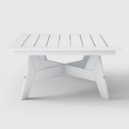 WestinTrends Avalon Modern Low Outdoor Patio Square HDPE Coffee Table, White