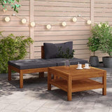 Dark Grey Solid Acacia Wood Outdoor Lounge Set with Cushions and Footrest, 2-Piece Garden Patio Furniture for Balcony - Photo 1