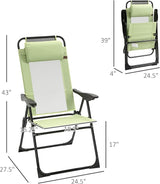 Outsunny Folding Patio Dining Chairs Set of 2, Outdoor Deck Chair with Adjustable Sling Back - Photo 3