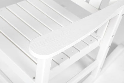 Oversized Rocking Chair with Wood-Texture, Outdoor Rocking Chair for Adults, All Weather Resistant Porch Rocker for Lawn Garden (White)