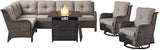 Belord Patio Furniture Set with Fire Pit Table, Outdoor Swivel Rocker Patio Chairs, Oversized Outdoor Sectional Couch - Photo 1