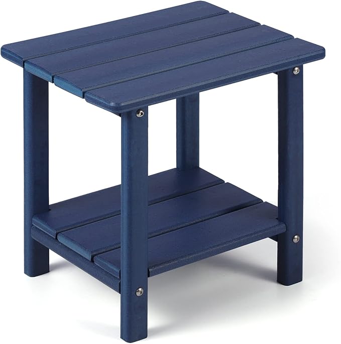 Adirondack Outdoor Side Table, 2-Tier Sturdy Patio End Table Weather Resistant, 16.5" Solid Side Table for Patio, Pool - Photo 1