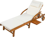 LUMISOL Acacia Wood Chaise Lounge Chair Set of 2, Patio Outdoor Chaise Lounge with Cushions, Adjustable Backrest - Photo 3