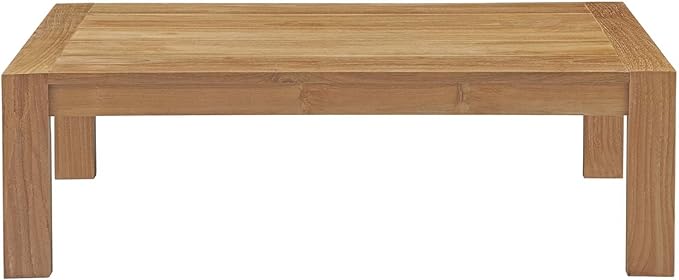Modway Upland Teak Wood Outdoor Patio Coffee Table in Natural
