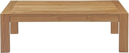 Modway Upland Teak Wood Outdoor Patio Coffee Table in Natural