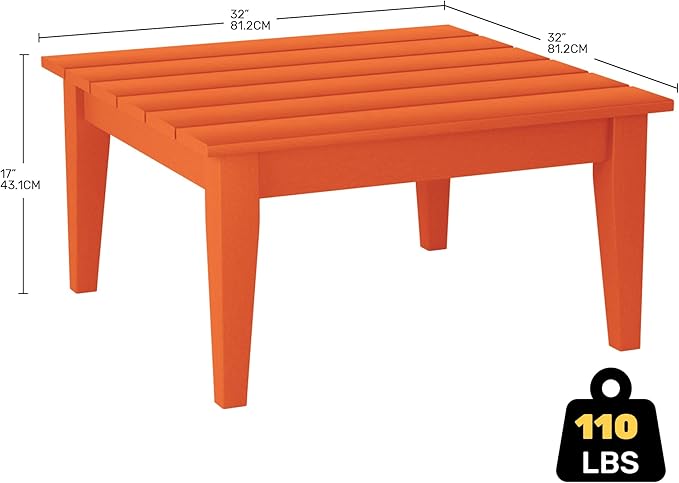 Costaelm Outdoor Side Tables for Patio, Small Patio Conversation Table Weather Resistant Coffee Table, Small Square Table Outdoor End Tables for Porch, Balcony, Poolside, Deck, Orange