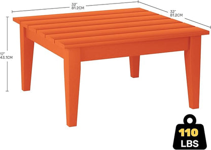 Costaelm Outdoor Side Tables for Patio, Small Patio Conversation Table Weather Resistant Coffee Table, Small Square Table Outdoor End Tables for Porch, Balcony, Poolside, Deck, Orange