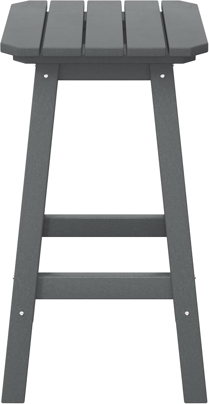 Costaelm 24" Height Outdoor Bar Stools, All-Weather Bar Stools, Adirondack Poly Patio Square Bar Stool for Patio, Deck, Kitchen Counter and Garden, Gray