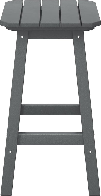 Costaelm 24" Height Outdoor Bar Stools, All-Weather Bar Stools, Adirondack Poly Patio Square Bar Stool for Patio, Deck, Kitchen Counter and Garden, Gray