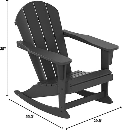 WO WESTIN OUTDOOR HDPE Laguna Outdoor Rocking Poly Adirondack Chair, Gray