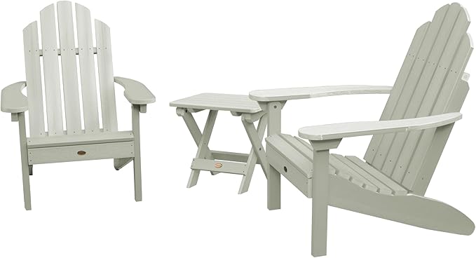 highwood 2 Classic Westport Adirondack Chairs with Folding Side Table, Eucalyptus