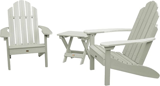 highwood 2 Classic Westport Adirondack Chairs with Folding Side Table, Eucalyptus
