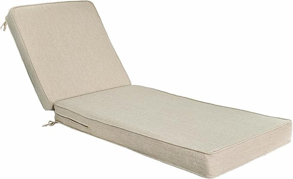 JMGBird Outdoor Chaise Lounge Cushion 70x22x4.5 Beige - Waterproof Patio Pool Chair Pad with Straps - Photo 1