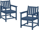 Patio Dining Chair Set of 2, HDPE Outdoor Dining Chair, Ergonomic HDPE Dining Chairs with Deep Seating - Photo 1