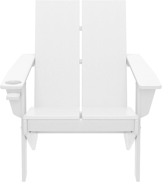 WestinTrends Riviera Outdoor HDPE Modern Adirondack Chair with Cup Holder, White