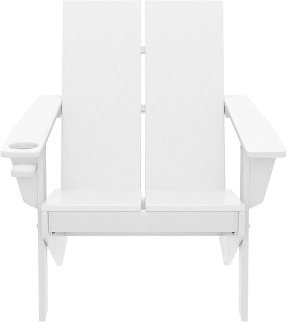 WestinTrends Riviera Outdoor HDPE Modern Adirondack Chair with Cup Holder, White