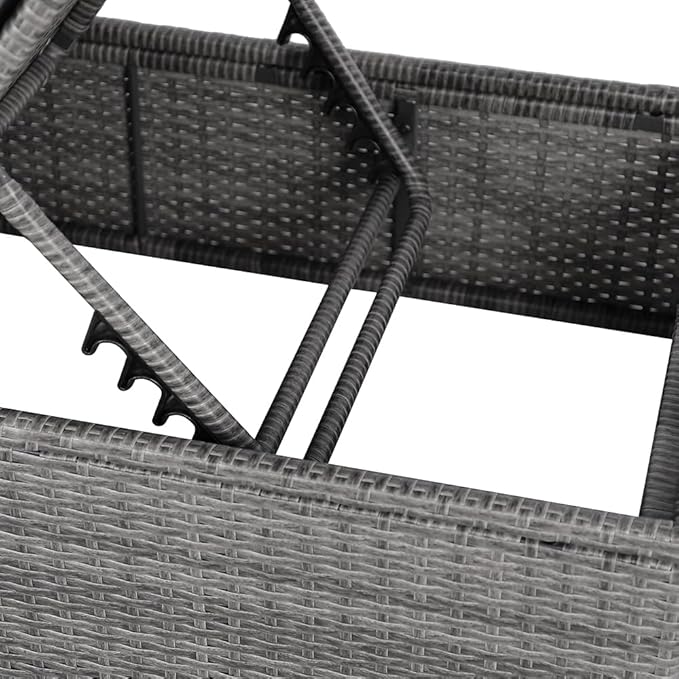 Patiorama Outdoor Patio Chaise Lounge Chair, Elegant Reclining Adjustable Pool Rattan Chaise Lounge Chair with Cushion, Grey PE Wicker, Steel Frame, for Deck, Poolside, Backyard (Blue)