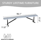 8 Ft Metal Park Benches for Outside, Outdoor Backless Bench with Thermoplastic Coating, Portable Frame - Photo 3