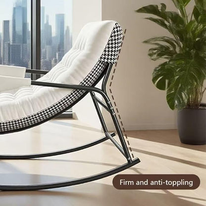 Oversized Rocking Chair with Cushion and Armrests, Lounge Rocker Recliner for Living Room, Bedroom, Patio, Porch, Garden-White