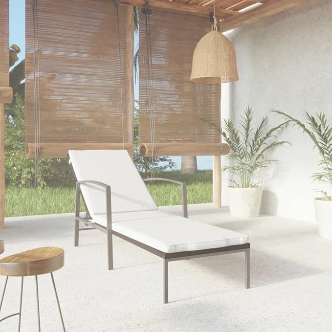 Sun Lounger with Cushions, Adjustable Backrest Outdoor Chaise Lounge for Patio Poolside - Photo 1