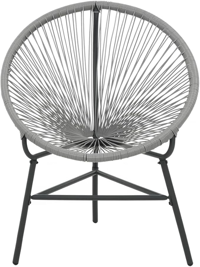 vidaXL Gray Moon Chair - Poly Rattan Patio Furniture - Water-Resistant Outdoor Chair with Powder-Coated Steel Frame for - Photo 5