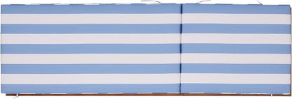 SAFAVIEH Outdoor Patio Furniture Collection - Sophie Natural Brown Solid Wood Chaise Lounge Chair, Adjustable Reclining, Baby Blue Stripe Cushion (PAT7101U)