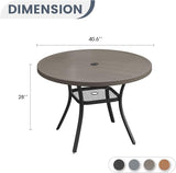 VICLLAX 40.6" Round Metal Outdoor Dining Table for 4, Patio Table with Umbrella Hole and Storage Shelf for Garden, Lawn - Photo 3