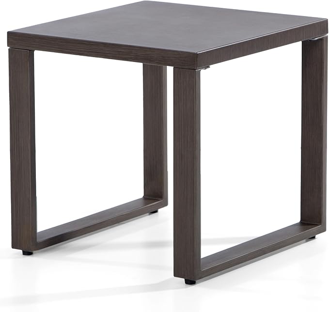 Outdoor Metal Side Table - 20"x 20" Small Square Coffee Table Patio Bistro Set Ideal Match for Patio Furniture - Photo 7