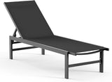 Outdoor Lounge Chair for Pool, Aluminum Chaise Lounge Chairs with 5-Position Recliner, Patio Lounge Chair for Backyard - Photo 1