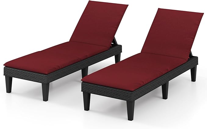 HAPPYGRILL Outdoor Chaise Lounge Chair Rattan Recliner Lounger with Removable Cushion & 3-Level Adjustable Backrest - Photo 1