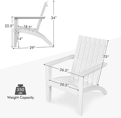 Tangkula Adirondack Chair Acacia Wood Outdoor Armchairs, Weather Resistant for Patio Garden Backyard Deck Fire Pit, Lawn Porch Furniture & Lawn Seating, Campfire Chairs, Adirondack Lounger (1, White)