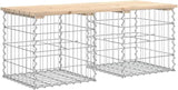 Rustic Garden Bench 40.6 in Brown Solid Pine Wood Seat with Galvanized Gabion Base Heavy Duty Outdoor Seating for Patio - Photo 6