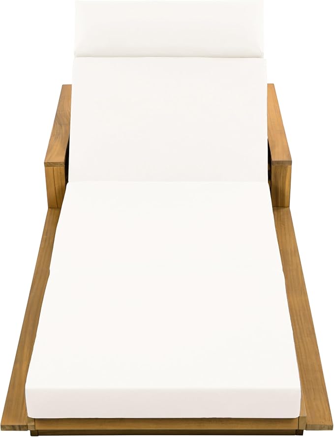 Merax Acacia Wood Patio Chaise Lounge Set of 2, Outdoor Reclining Chairs with 4-Position Adjustable Backrest - Photo 4