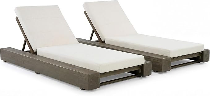 Christopher Knight Home Tory Acacia Wood Chaise Lounge Chair Outdoor Set of 2, Poolside Sun Lounger Recliner - Photo 5