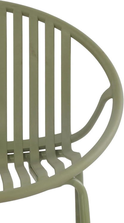 Christopher Knight Home Set of 2 Tita Modern Patio Outdoor Dining Chairs, Stacking Chair, Outside Dinner,Garden/Balcony/Poolside Stackable Accent Chairs,Metal Legs,Plastic Cutout Backrest, Green