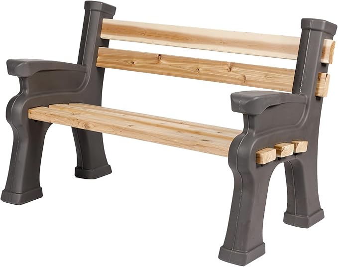 RTS Home Accents Custom Length Lightweight Indoor or Outdoor Bench Ends with Backrest and Armrest (Wood & Screws Sold Separately), Graphite