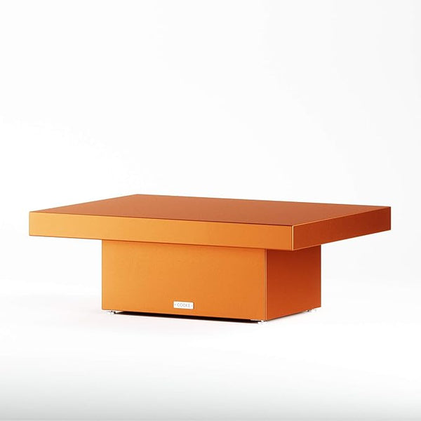 COOKE Santa Barbara Custom Contemporary Outdoor Table (Autumn Texture Aluminum Top, Autumn Texture Aluminum Base) - Photo 1