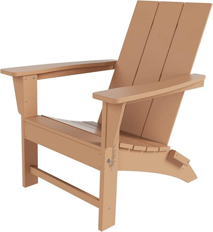 Costaelm Folding Adirondack Chairs, Outdoor Patio Adjustable Lawn Chairs, Weather Resistant Outside Firepit Chairs for Porch, Poolside, Garden, Backyard Deck, Teak