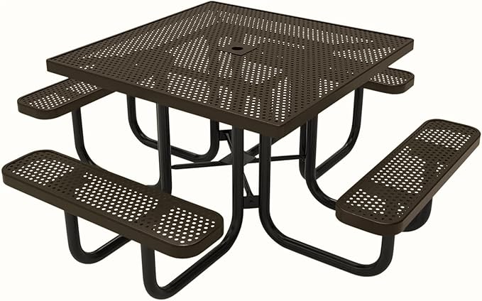 COATEDOUTDOORFURNITURE Heavy-Duty Portable Outdoor Picnic Table with Umbrella Hole - Photo 1