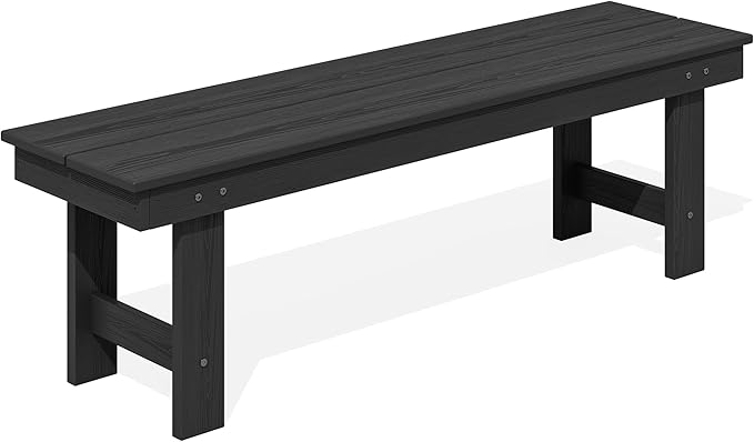 SERWALL 2-Person Outdoor Bench Backless, HDPE Outdoor Benches Weatherproof, 700 Lbs Weight Capacity, Poly Lumber Patio Furniture for Garden, Porch and Park, Black