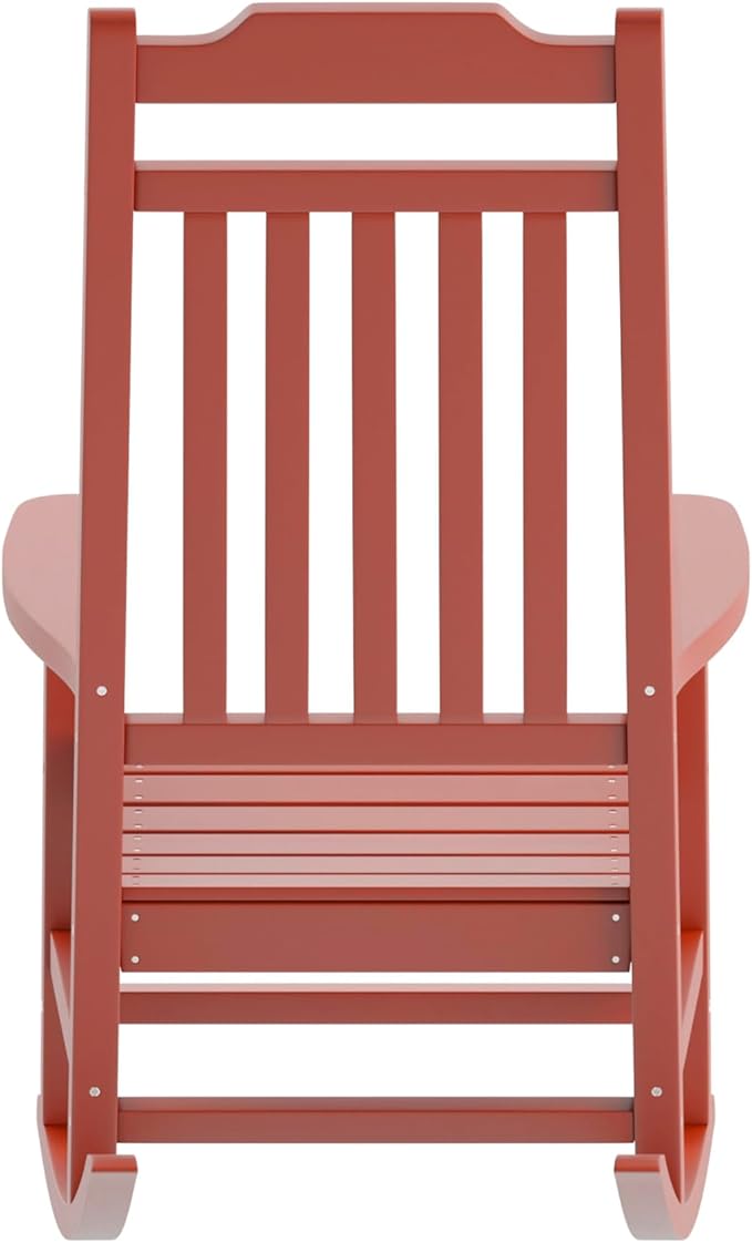 Flash Furniture Winston All-Weather Poly Resin Rocking Chair in Red