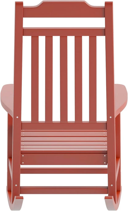 Flash Furniture Winston All-Weather Poly Resin Rocking Chair in Red
