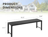 51.2" Outdoor Bench, 2 Pieces Patio Backless Garden Bench with Metal Frame for Porch, Entryway, Lawn, Backyard, Black - Photo 2