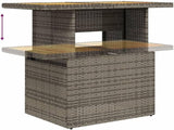 vidaXL Adjustable Garden Table Grey Poly Rattan with Solid Acacia Wood 39.4X21.7In Indoor Outdoor Dining Holds 6 People - Photo 5