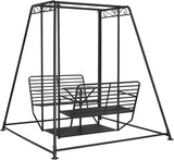 Kinfant 4-Seat Outdoor Patio Swing Chair with Stand, Heavy Duty 880 LBS Weight Capacity Metal Swing Bench with Table - Photo 2