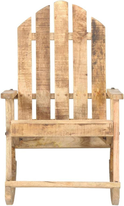 Solid Mango Wood Rocking Chair for Garden and Patio, Vintage Style Outdoor Porch Rocker, Ergonomic Relaxing Chair for Backyard, Balcony and Terrace, Brown