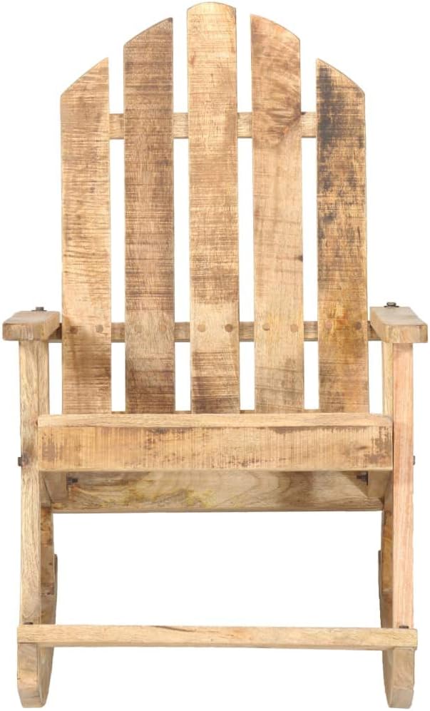 Vintage Solid Mango Wood Rocking Chair for Garden Patio Outdoor Relaxation with Smooth Rocking Design and Elegant Woodgrain Finish Durable Spacious Seat