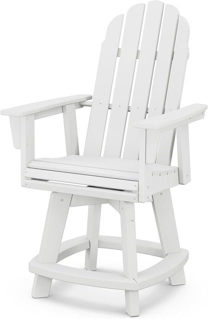 POLYWOOD® Vineyard Curveback Adirondack Swivel Counter Chair in White